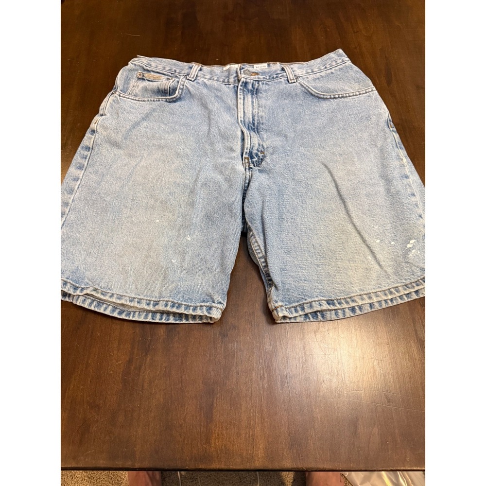 Calvin Klein Jeans Mens 36 Easy Fit Denim Shorts Double Stone Wash Blue ZMPP693